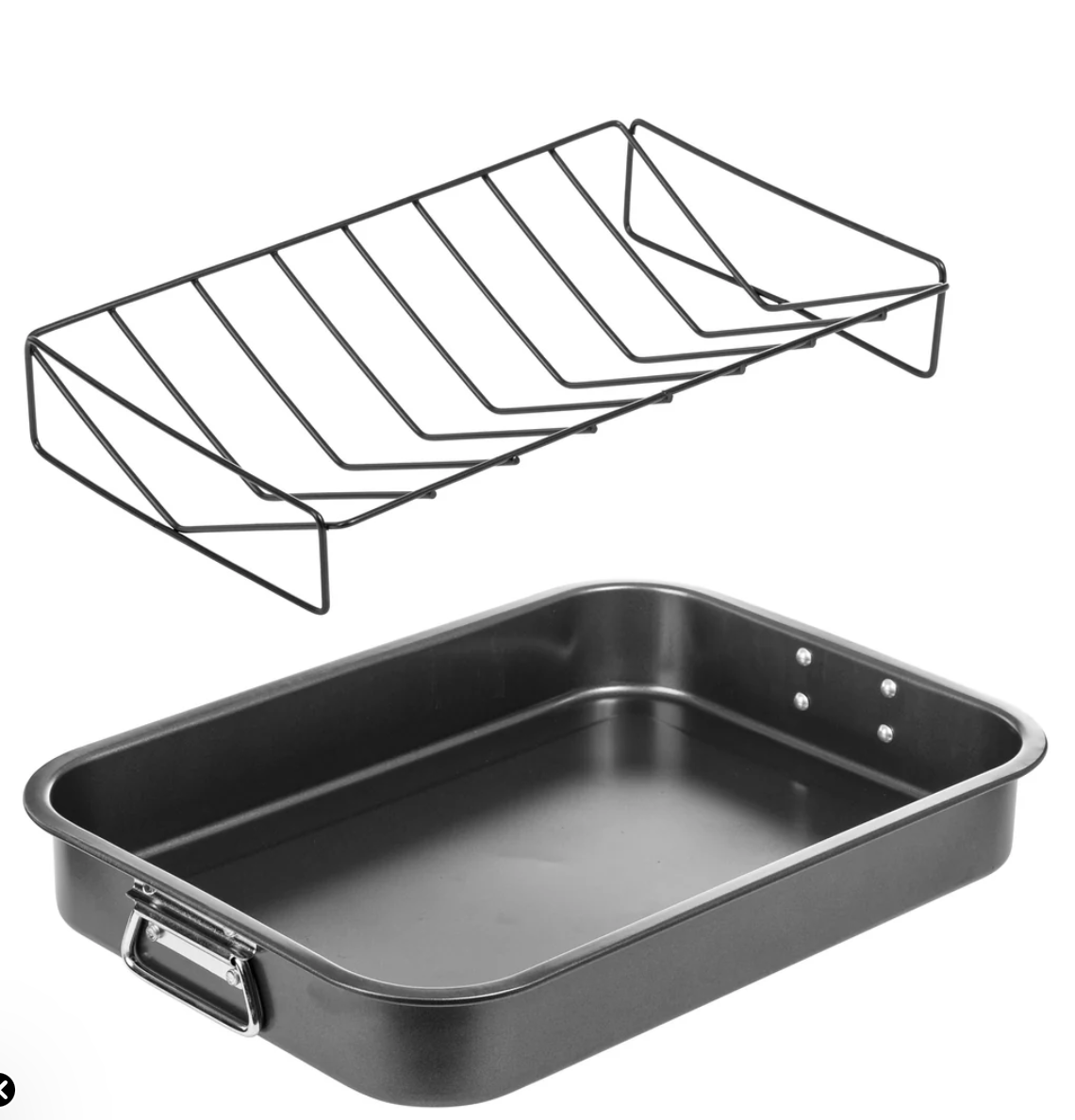 Lexi Home CARBON STEEL ROASTING PAN WITH V-RACK 16"